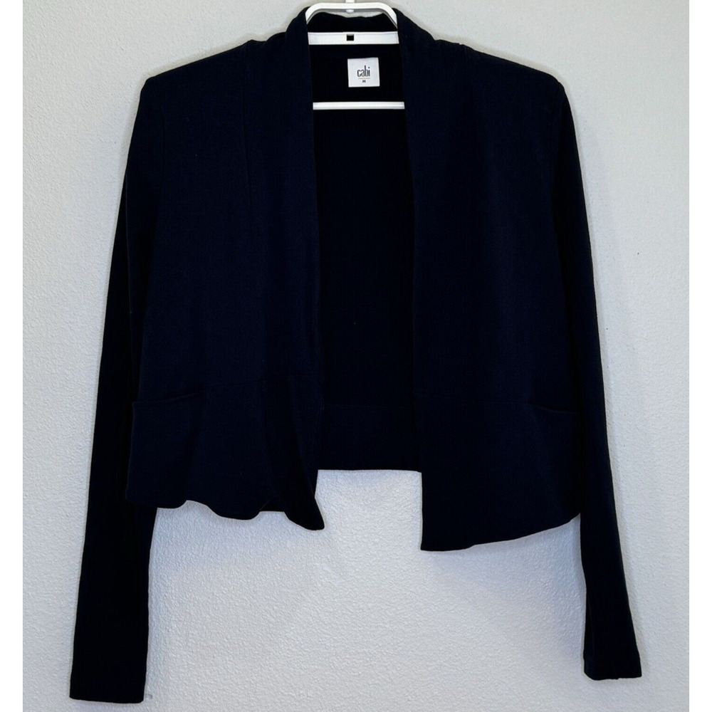 CABI Cropped Open Front Cardigan Women's Size‎ Medium Easy Topper Navy Blue 5153
